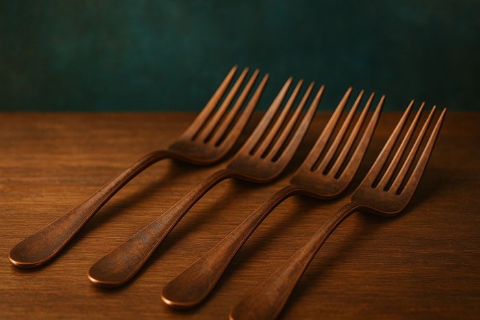 Красивые медные вилки